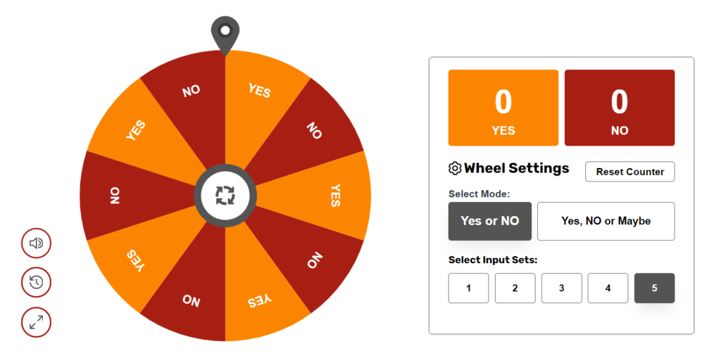 Full View of Yes No Picker Wheel